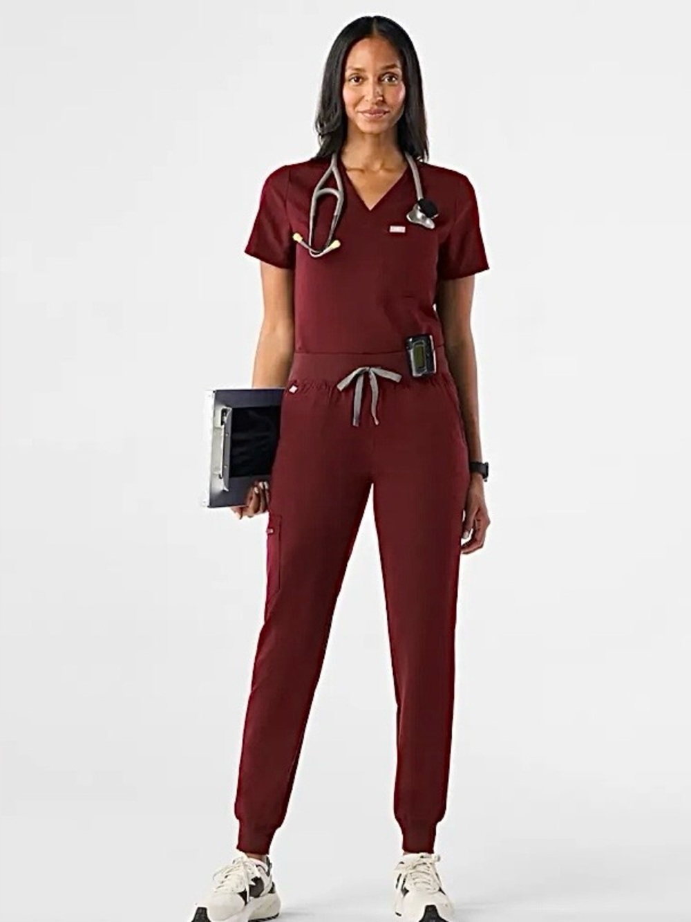 FIGS Women’s Burgundy High Waisted Zamora Jogger Scrub Pants Size M/Tall